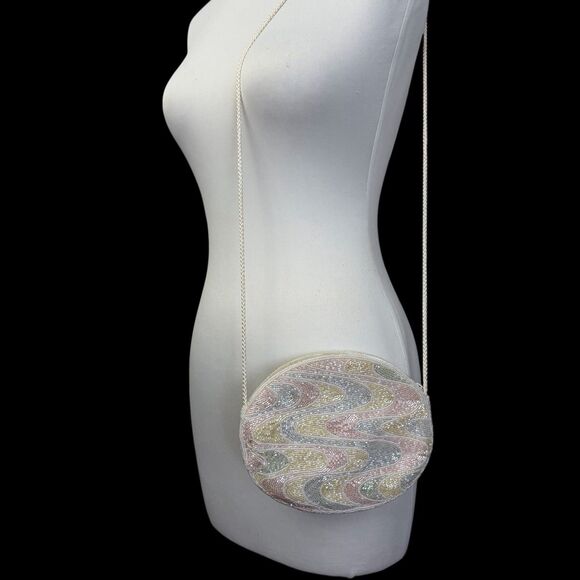 La Regale Handbags - La Regale Vintage Beaded Shoulder Bag Pastel Colors Evening Wedding Cocktail